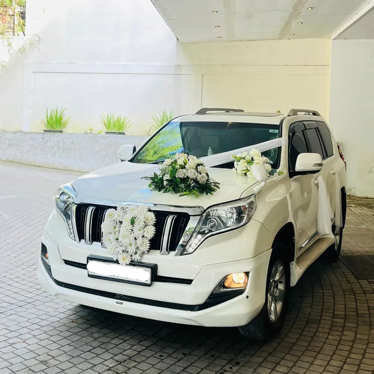 Luxury Prado decorated for wedding car hire in Nairobi